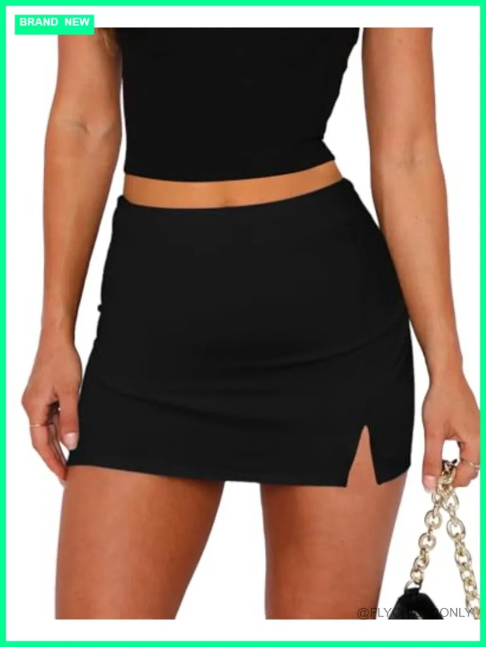 Women's Stretchy Bodycon Skort with Side Split & Built-in Shorts